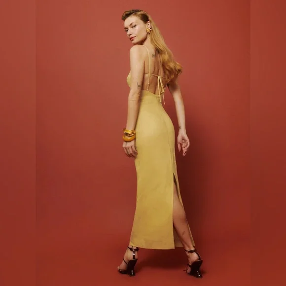Reformation Malibu Linen Dress in Tuscan Sun